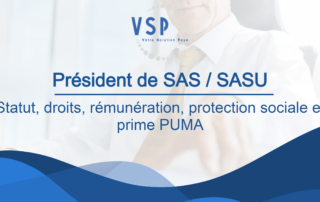 Illustration présentant un président de SAS ou de SASU qui se questionne sur son statut, ses droits, sa rémunération, sa protection sociale et la prime PUMA
